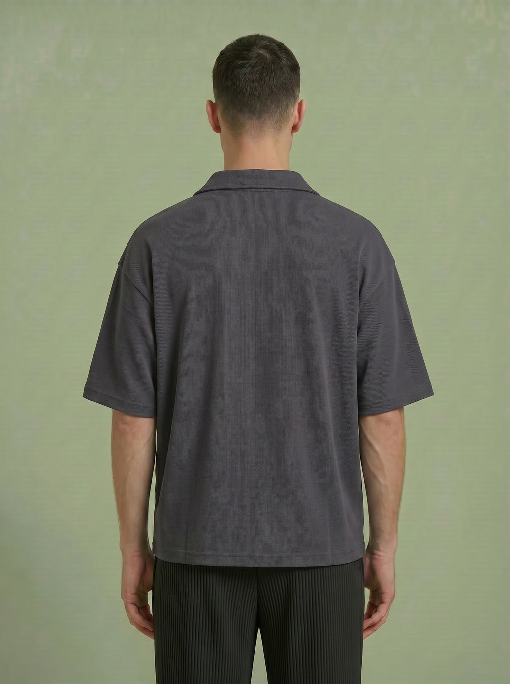 Men's Textured Knit Short Sleeve Polo Shirt