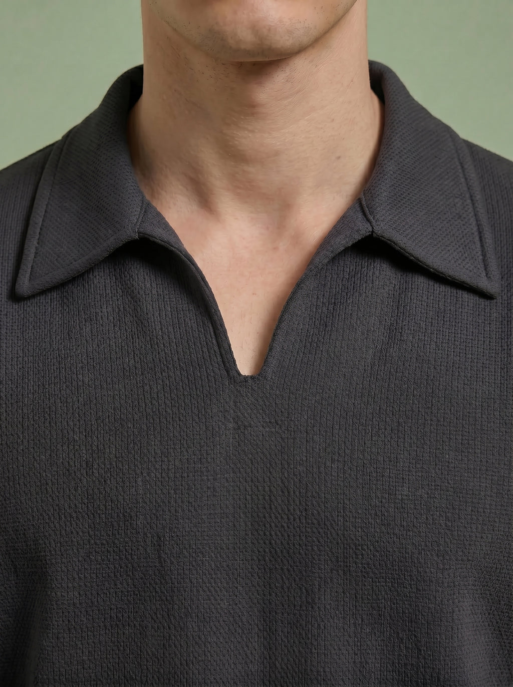 Men's Textured Knit Short Sleeve Polo Shirt