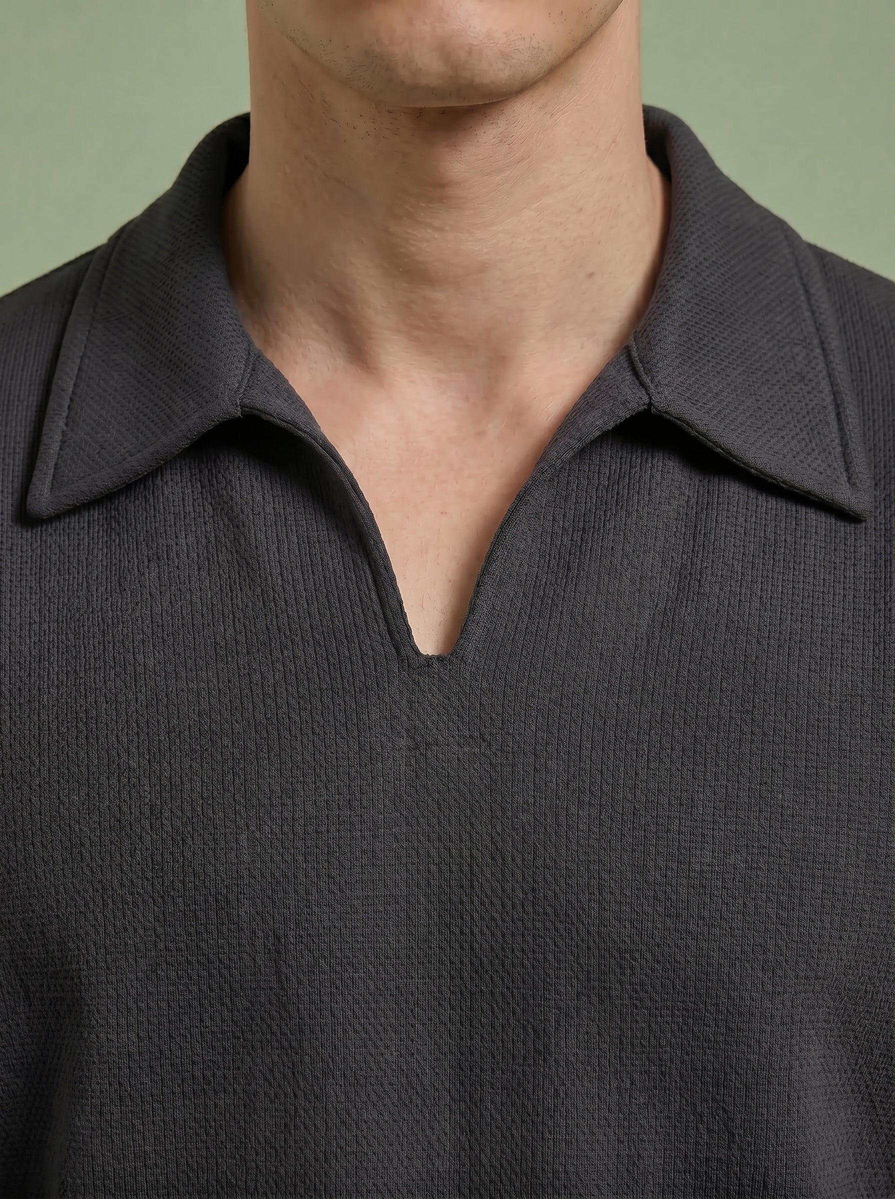 Men's Textured Knit Short Sleeve Polo Shirt