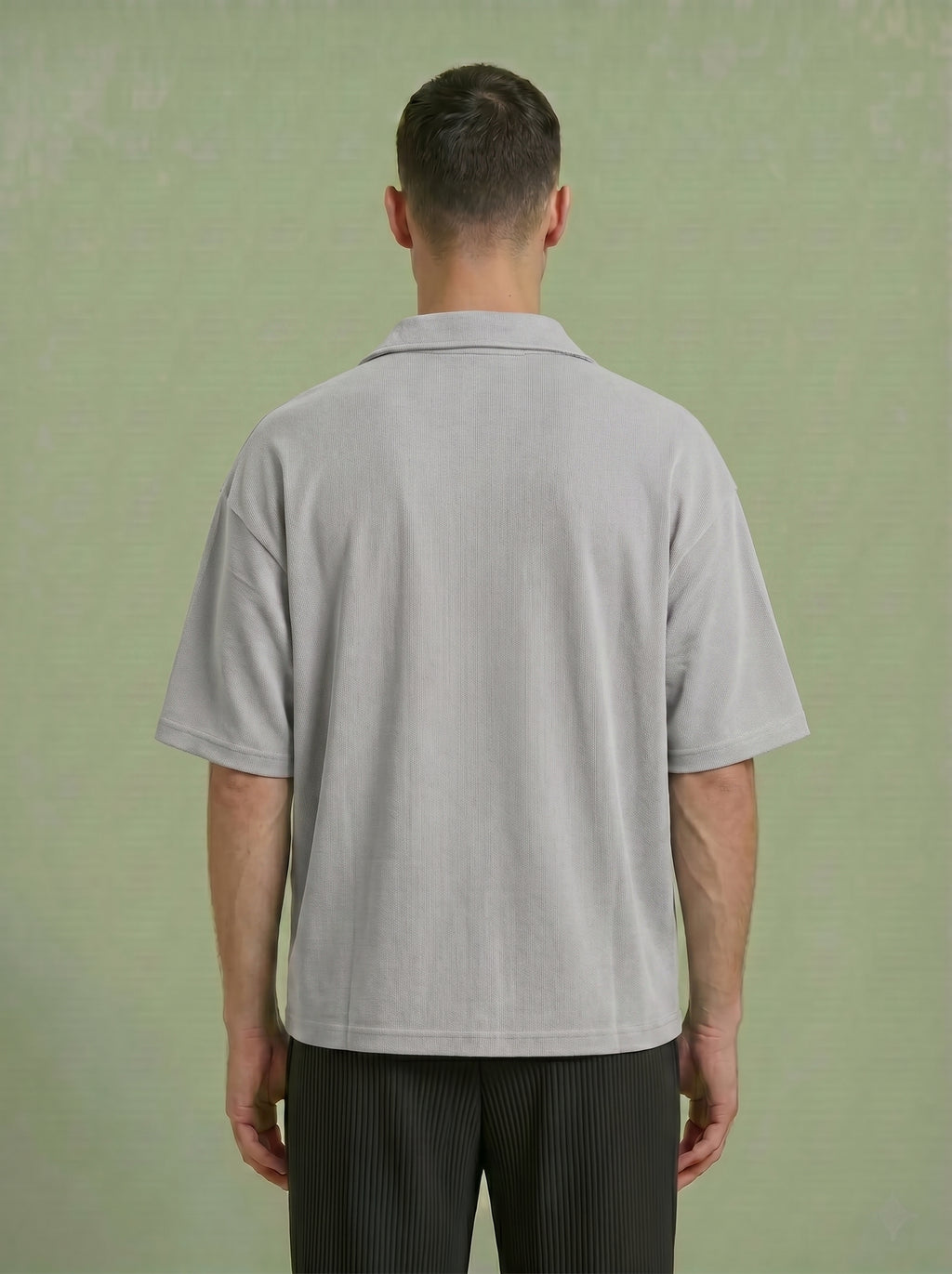 Men's Textured Knit Short Sleeve Polo Shirt