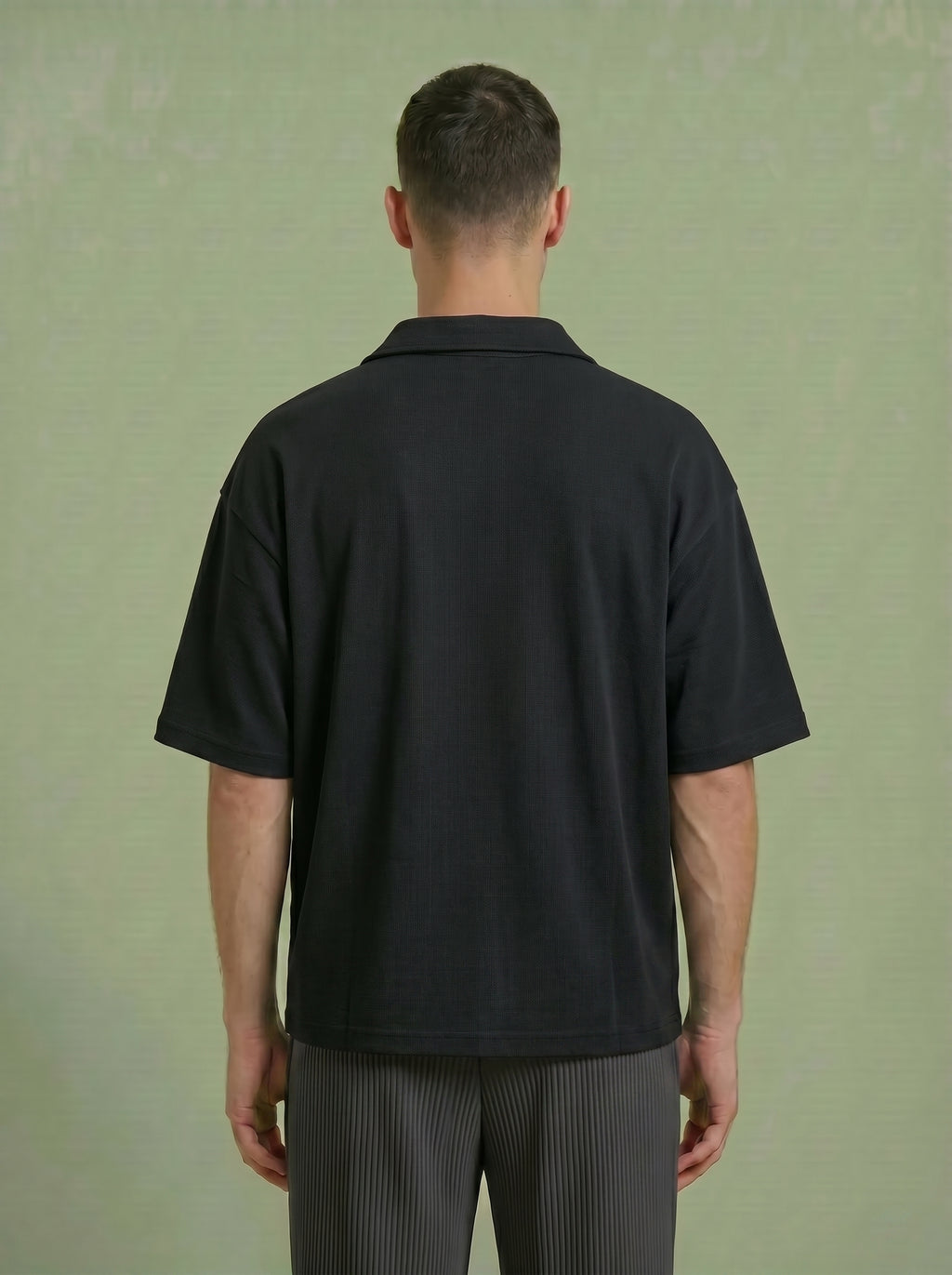 Men's Textured Knit Short Sleeve Polo Shirt