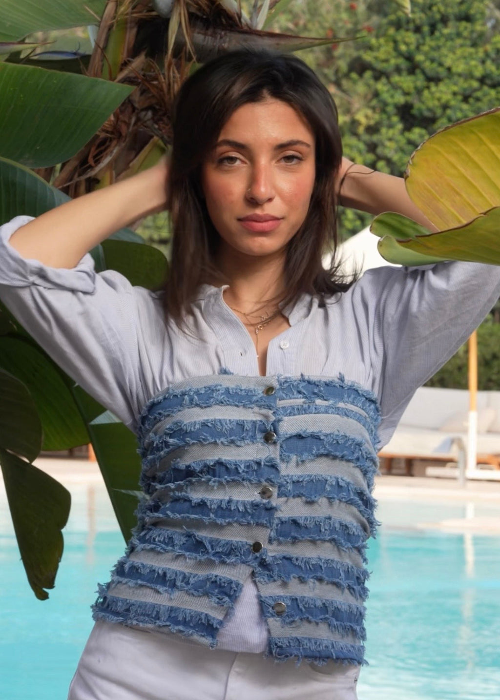 Denim Strapless Top