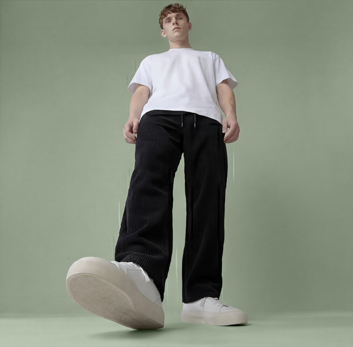 Wide Leg Corduroy Drawstring Pants