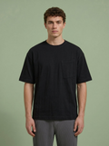 Hilos Apparel black oversized cotton blend t-shirt with crewneck and chest pocket